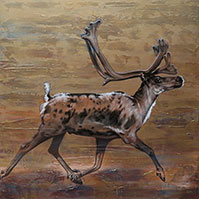Caribou mixed media painting